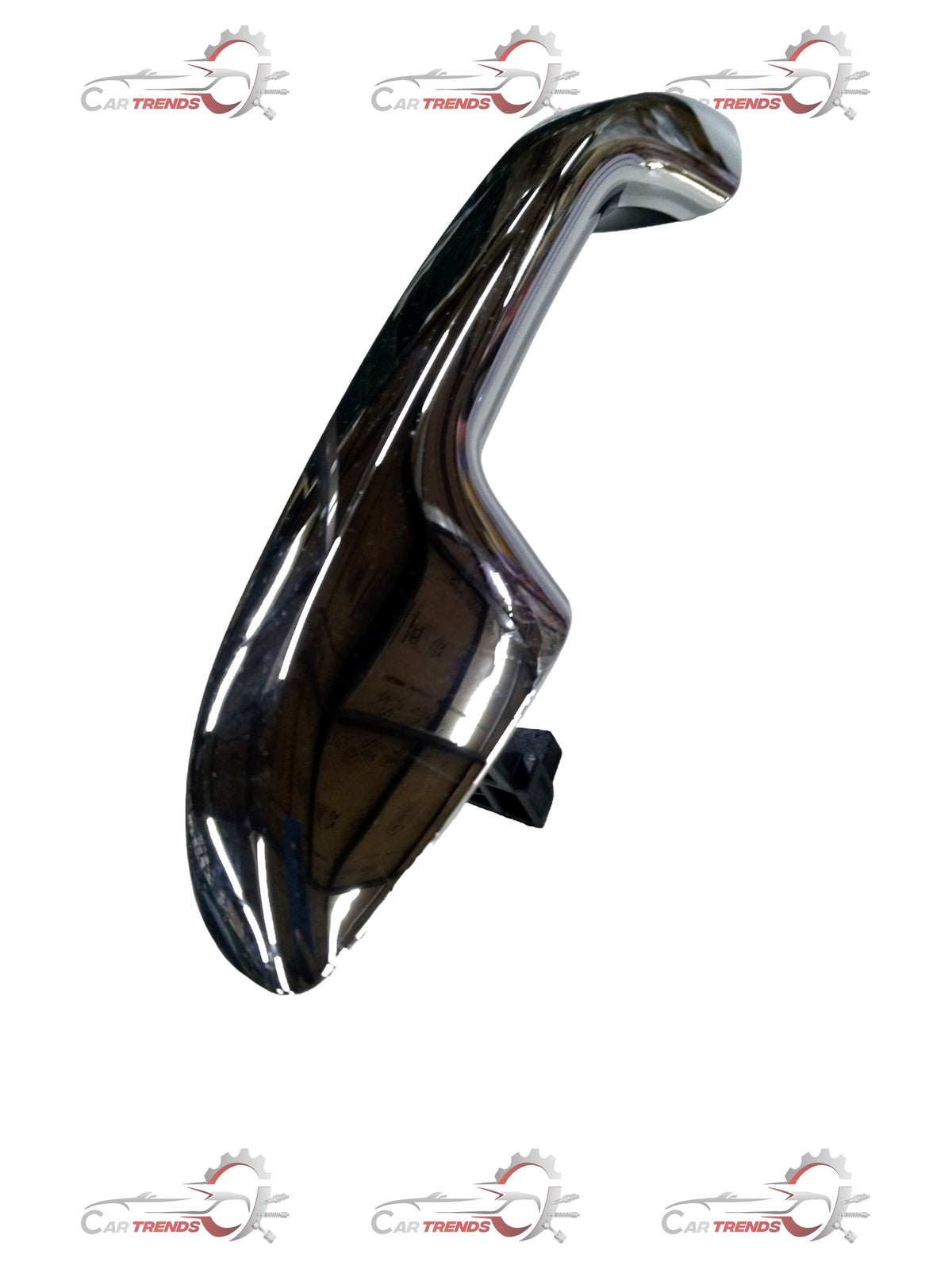 Hyundai Kia Seltos outer left handle, car door exterior part, silver finish, with keyhole, close-up view.