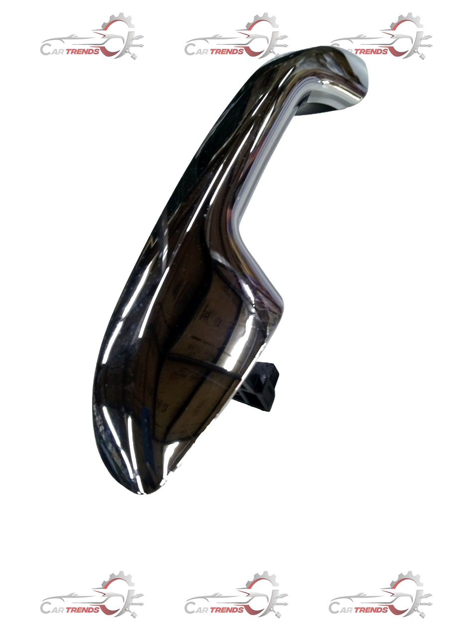 Hyundai Kia Seltos outer left handle, car door exterior part, silver finish, with keyhole, close-up view.