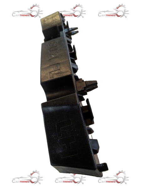 Hyundai Eon front bumper cover, black plastic automotive part with mounting points and smooth surface design.