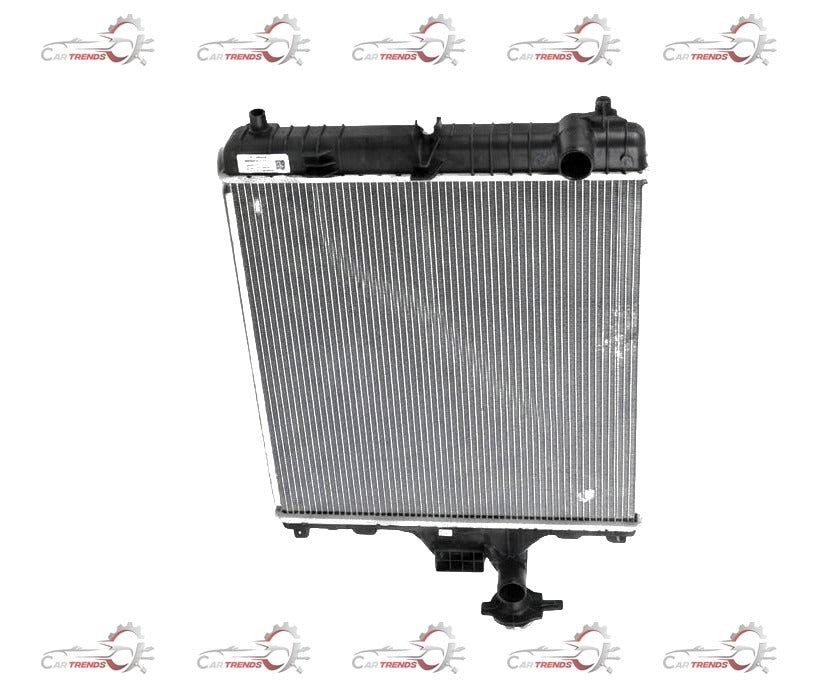 Maruti Suzuki Radiator Assembly for S-Presso 1.0L Petrol/CNG engine, showing the new radiator unit with mounting brackets and hoses.