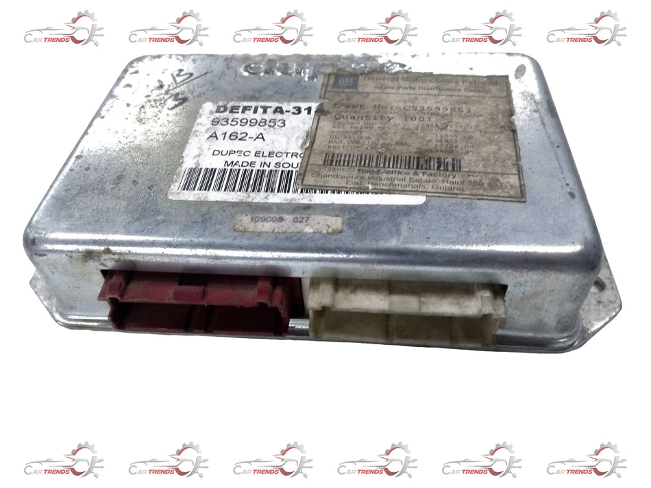 General Motors engine control module for Chevrolet Astra, compact black electronic unit with wiring connections.