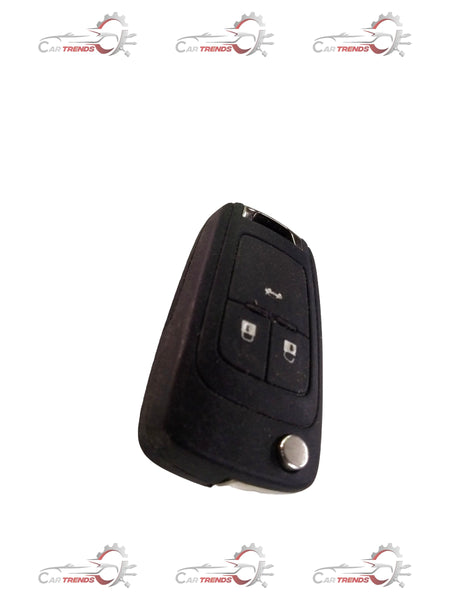 General Motors Chevrolet Cruze folding key door and ignition lock with key, showing the key blade and lock mechanism.