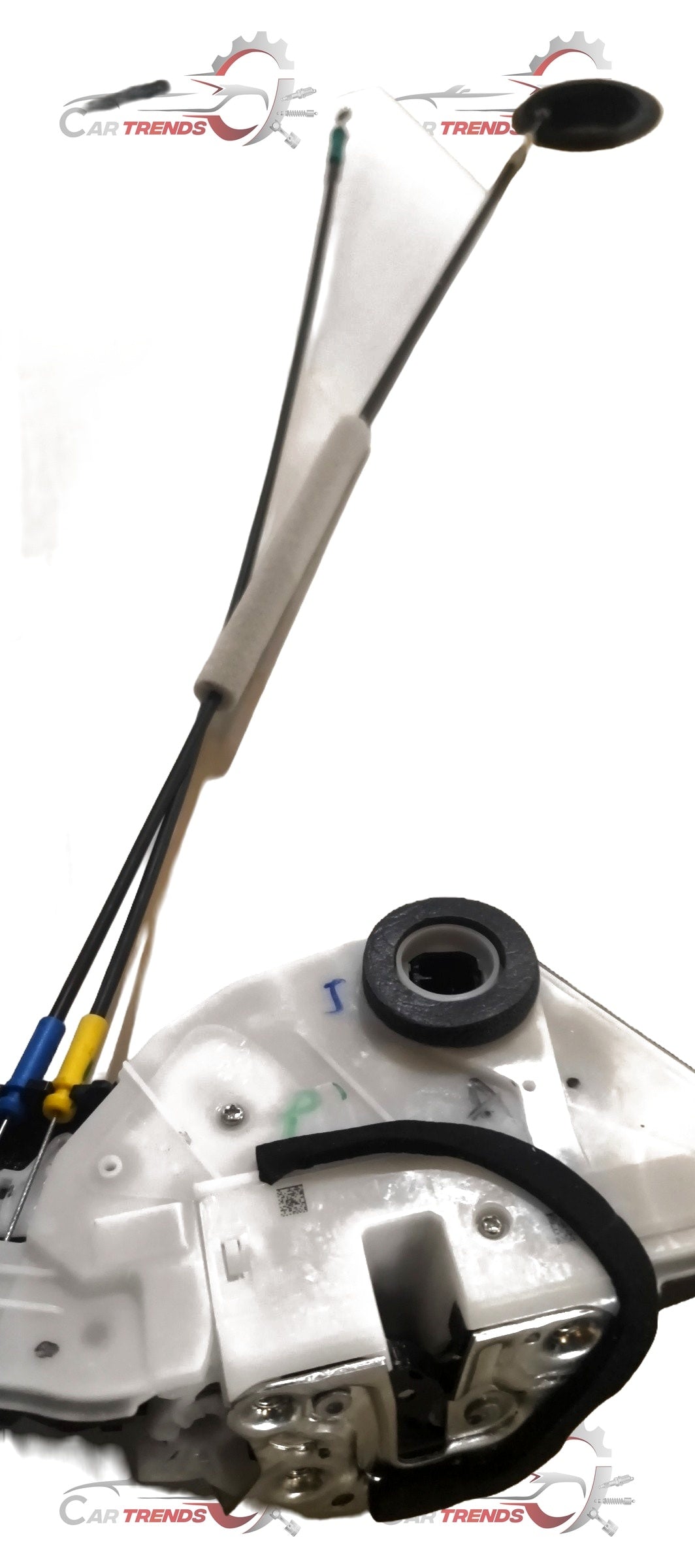 Maruti Suzuki front right door latch assembly shown on a car door, with visible latch mechanism and mounting points.