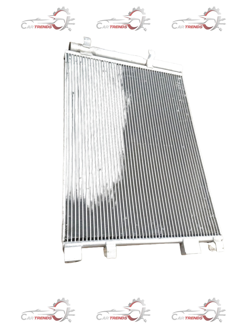 HYUNDAI AC condenser for Verna Fluidic 2011-2017 and Accent, compatible with all fuel variants, shown in the image.
