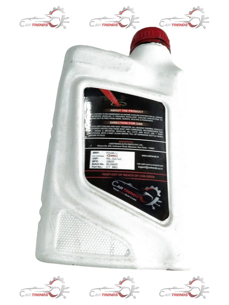 CartTrends red 1L coolant bottle for all cars, showing the bright red liquid inside a clear plastic container.