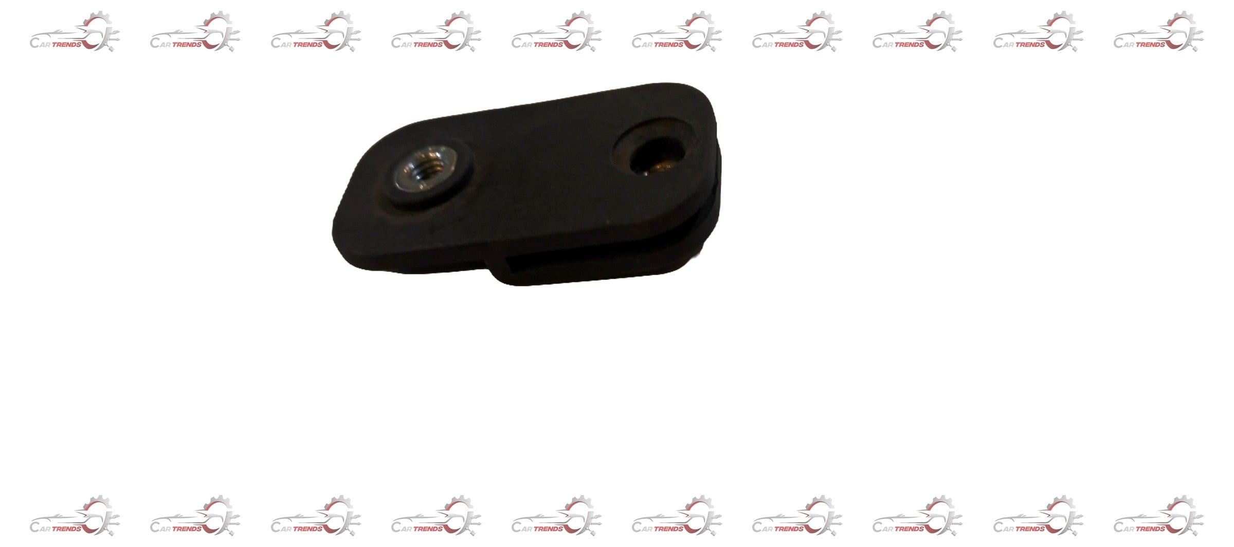 CarTrends glass clip spare part, close-up of a small transparent plastic clip used for automotive window or door assembly.