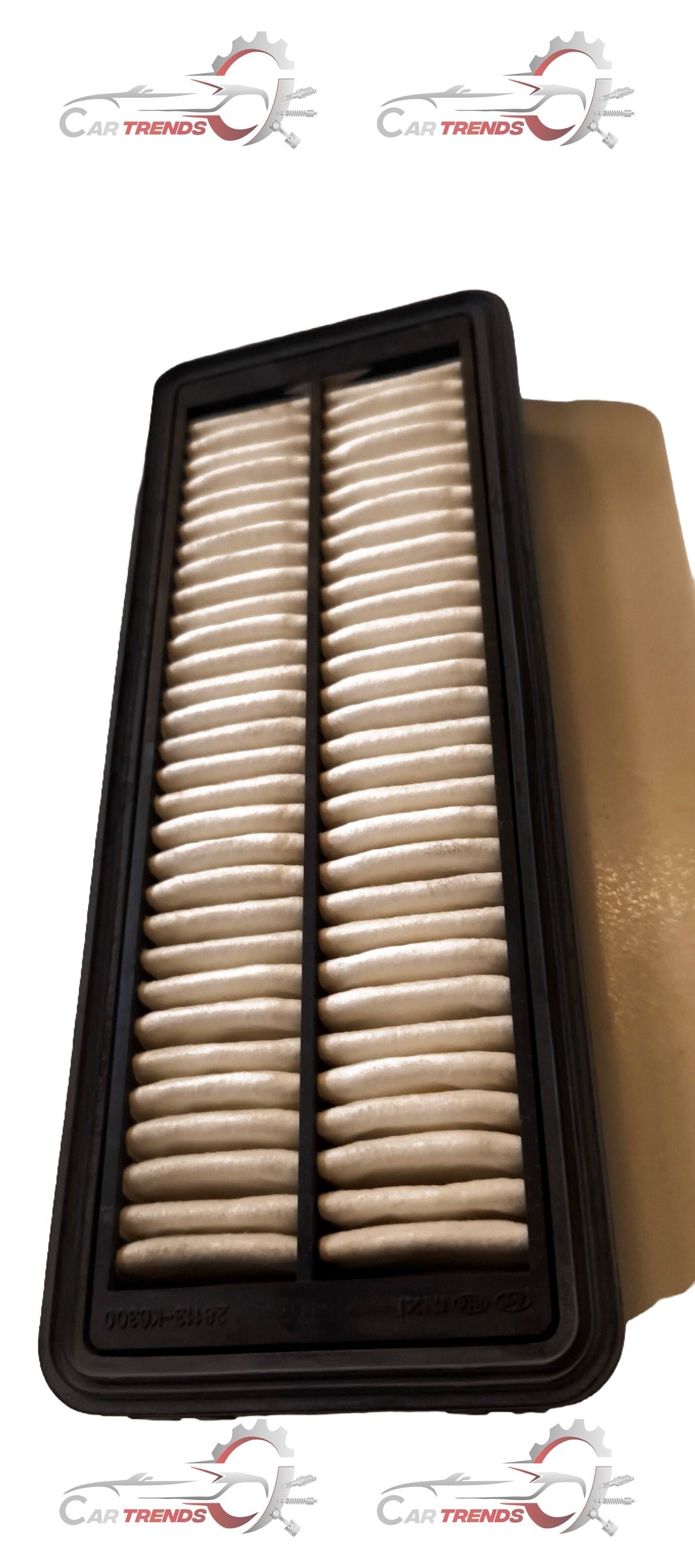 Hyundai air cleaner filter model 28113K6300, showing the rectangular filter with pleated design for automotive air filtration.