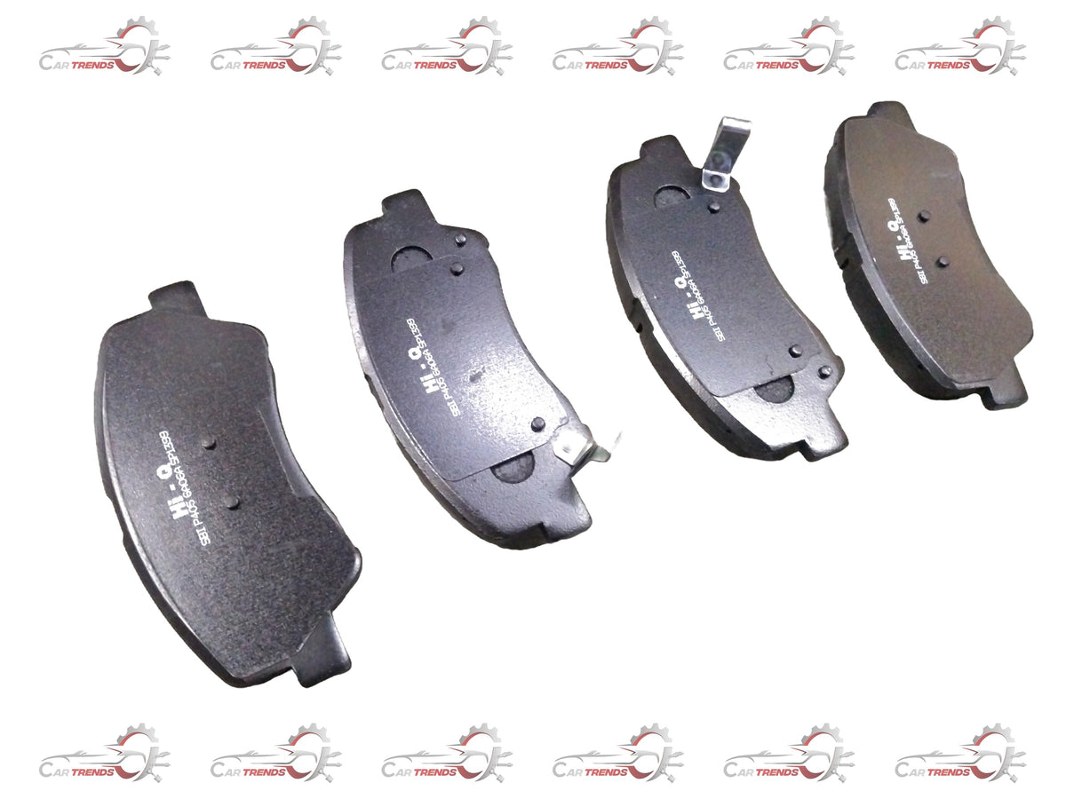 Front brake pad for Hyundai EON 0.8 by CarTrends, showing the black friction surface and metal backing plate.