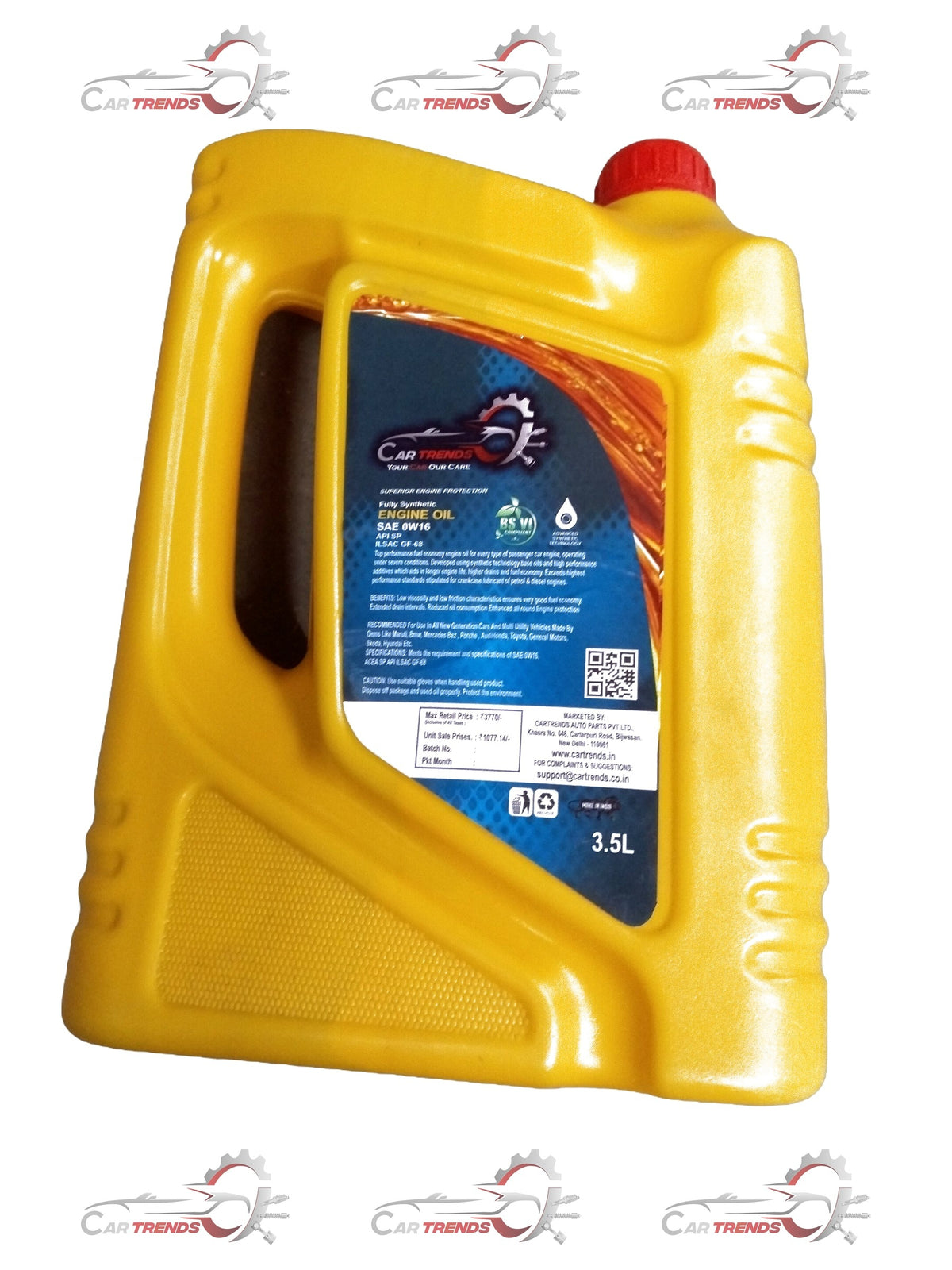 CARTRENDS Car Engine Oil | 0w16 3.5 Ltrs Pack  | All Cars | All Variants | #CT003352 CT003352 - Back view
