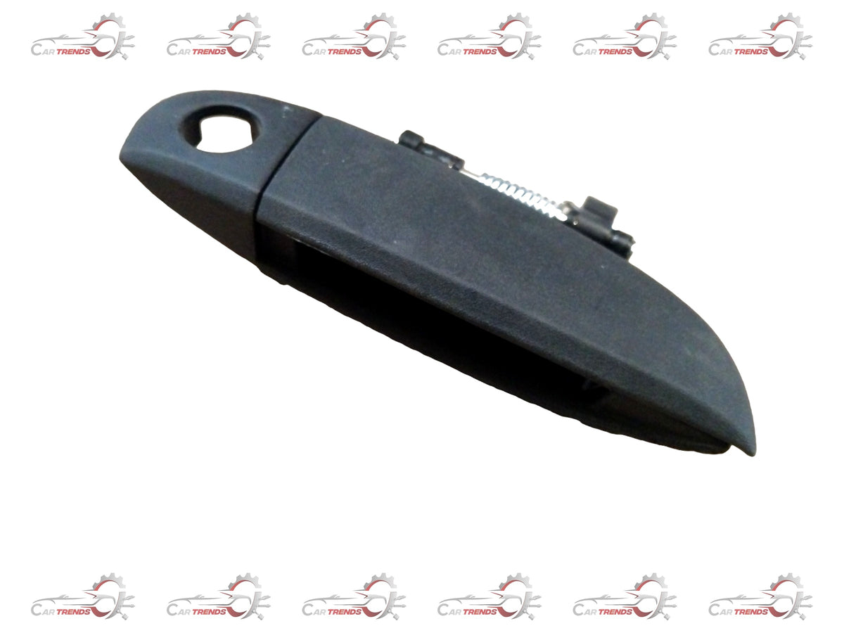 Hyundai I10 front right door handle, RH side, replacement part in black with visible mounting points.