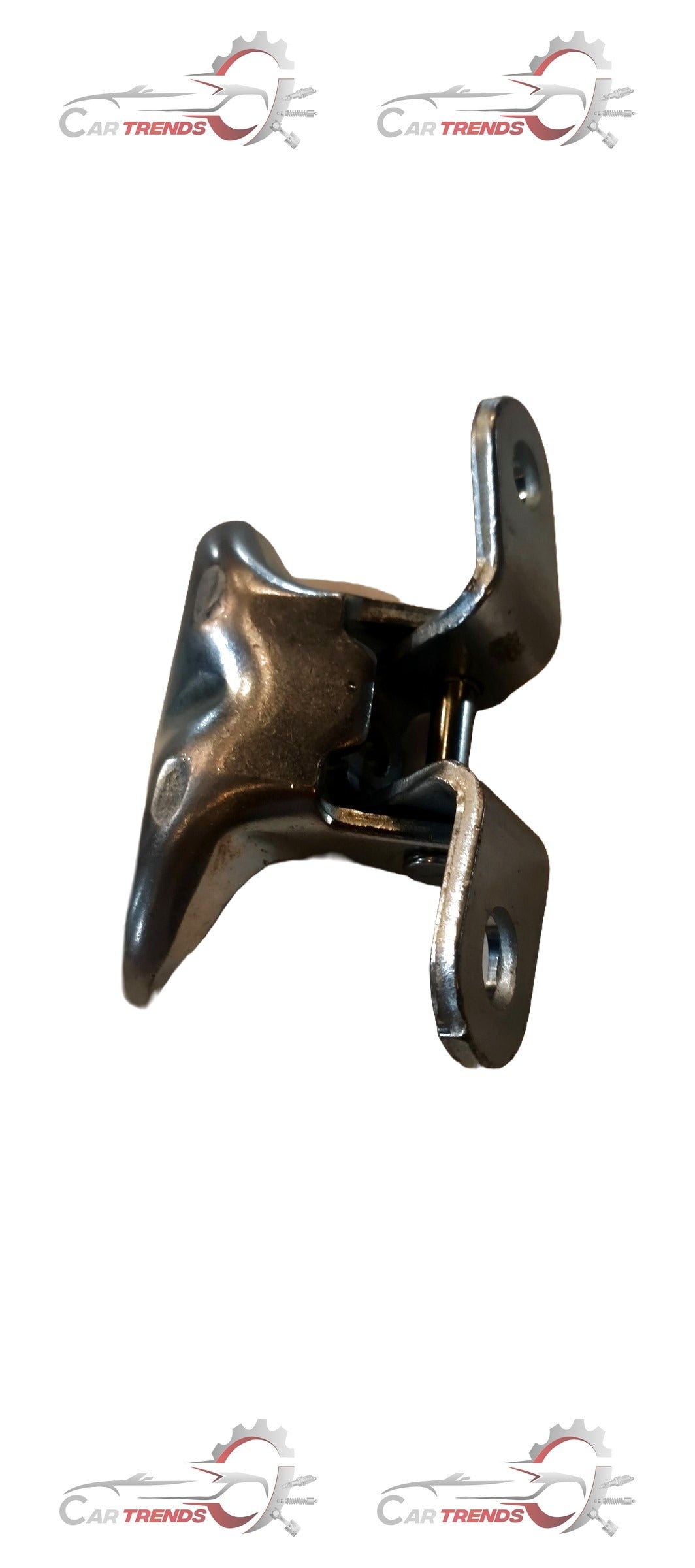 Hyundai Aura right upper rear door hinge spare part by CarTrends, close-up view showing hinge mechanism and mounting points.