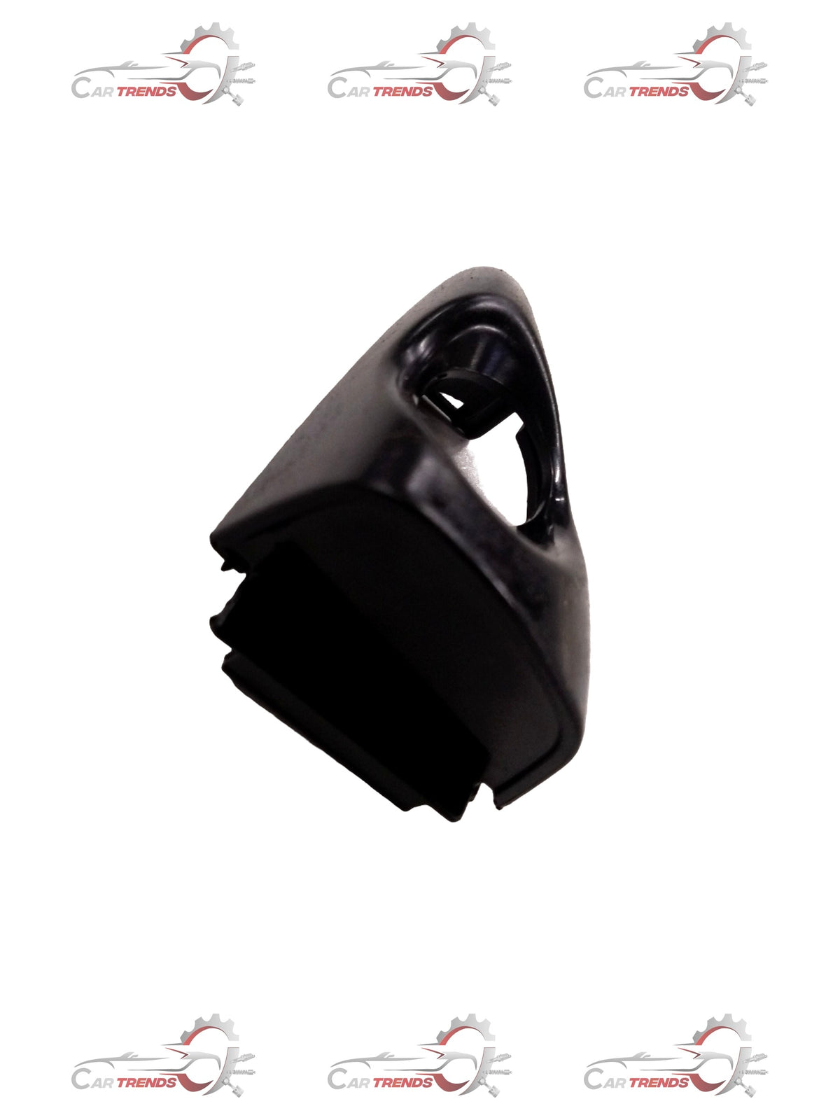CarTrends I20 mirror cover spare part, black plastic exterior mirror cover for Hyundai I20 vehicle, front side view.