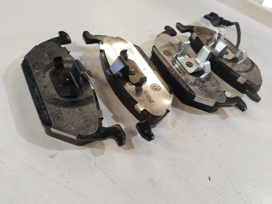 Volkswagen Skoda Laura front brake pad with part number #1J0698151F, showing the metal and friction surface of the brake pad.