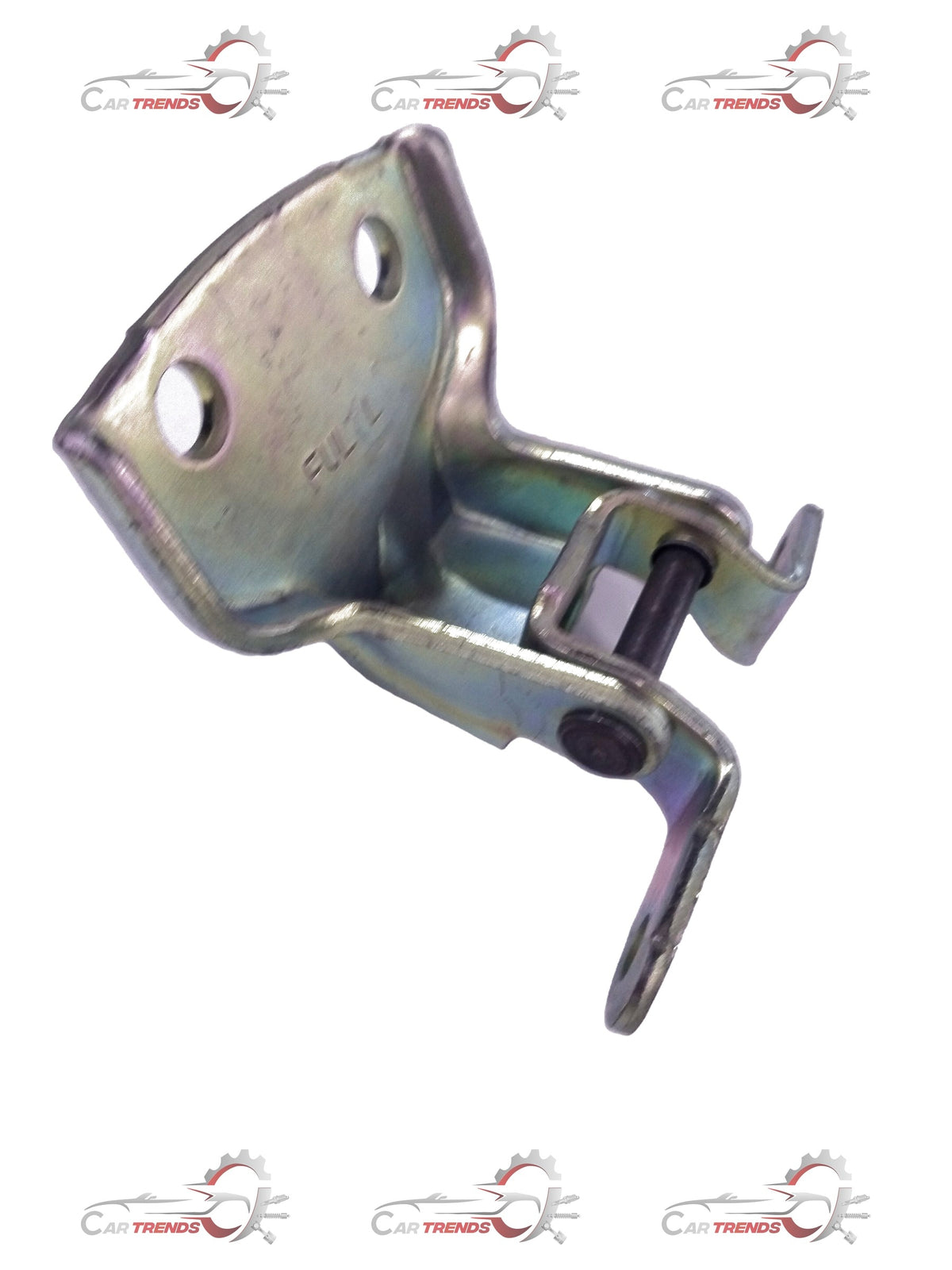 Left hand door hinge assembly for Chevrolet Aveo by CarTrends, showing the metal hinge part with mounting holes.