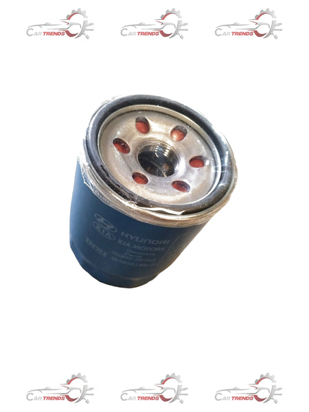 Hyundai engine oil filter assembly showing a new spare part for vehicle engine oil filtration.
