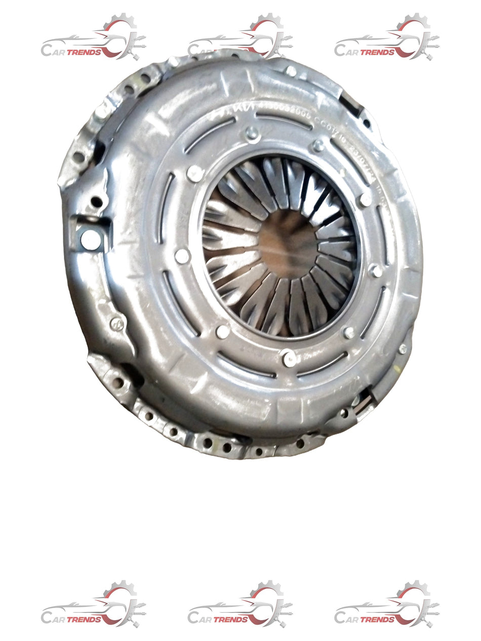 Hyundai clutch cover assembly, automotive spare part, showing metal clutch cover with bolt holes and mounting surface.
