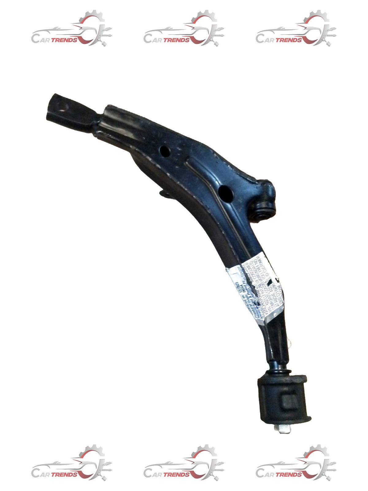 Hyundai car right lower arm complete spare part by CarTrends, showing metal component with mounting points and joints.