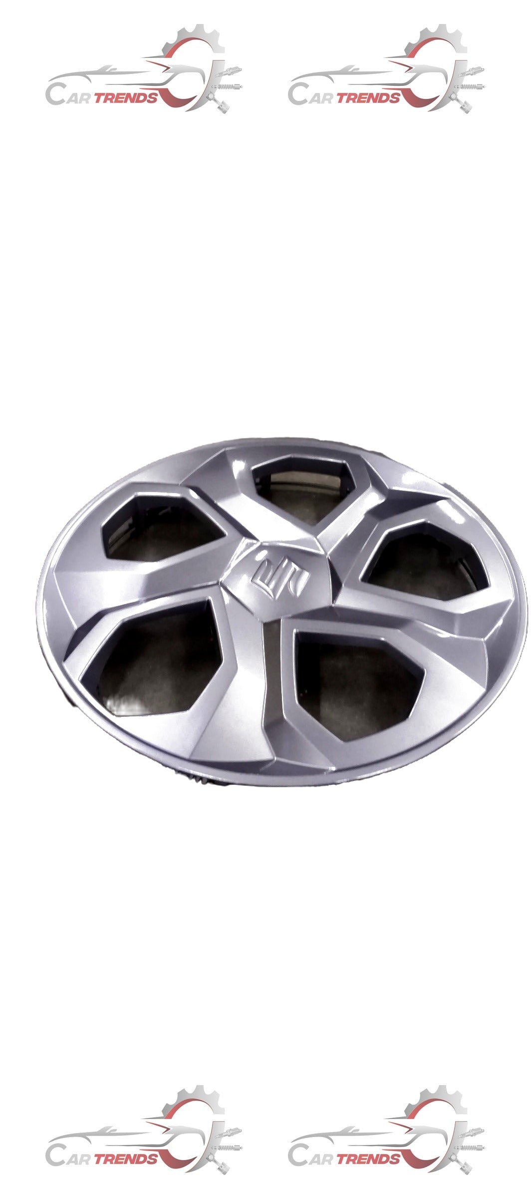 Maruti Suzuki full wheel hub cap assembly showing the circular metallic cover with mounting clips