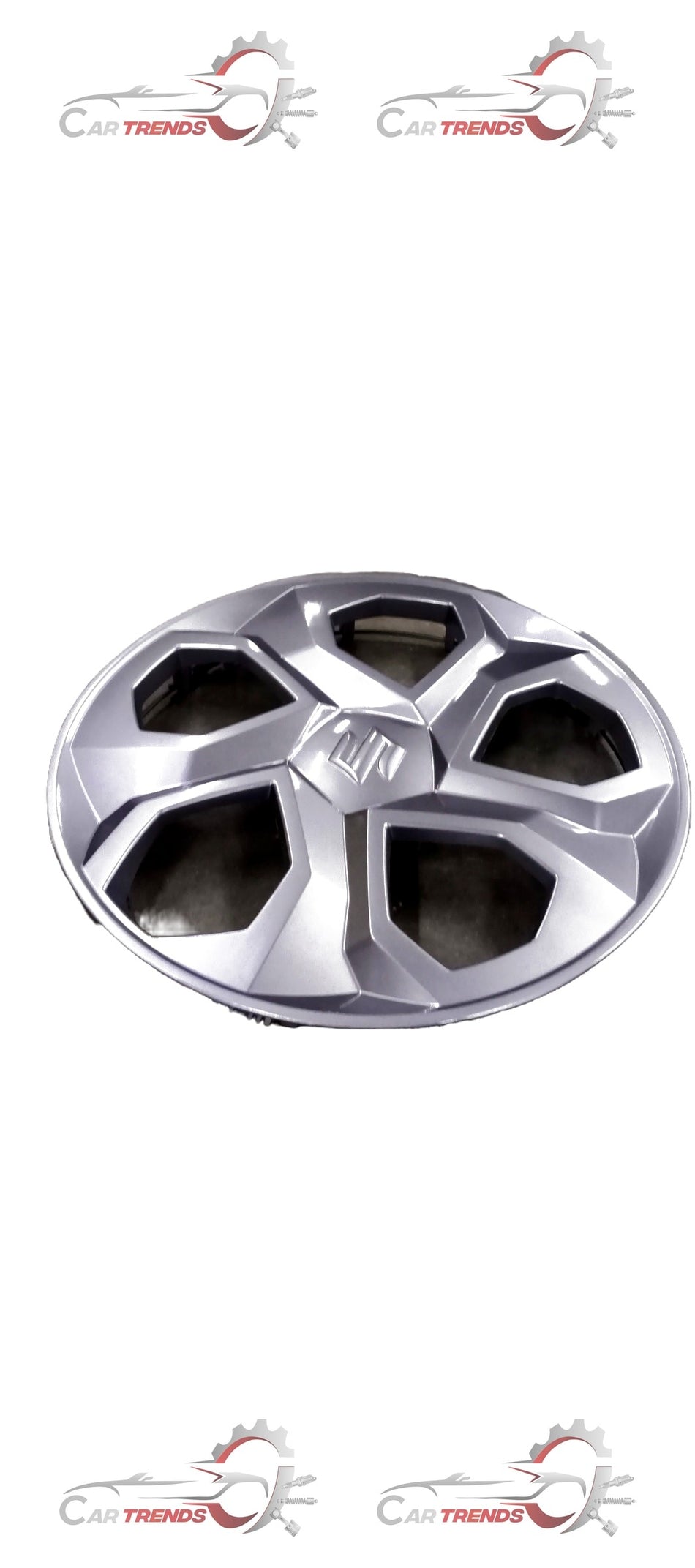 Maruti Suzuki Brezza wheel cover with silver finish, designed to fit the vehicle's alloy wheel for a stylish look.