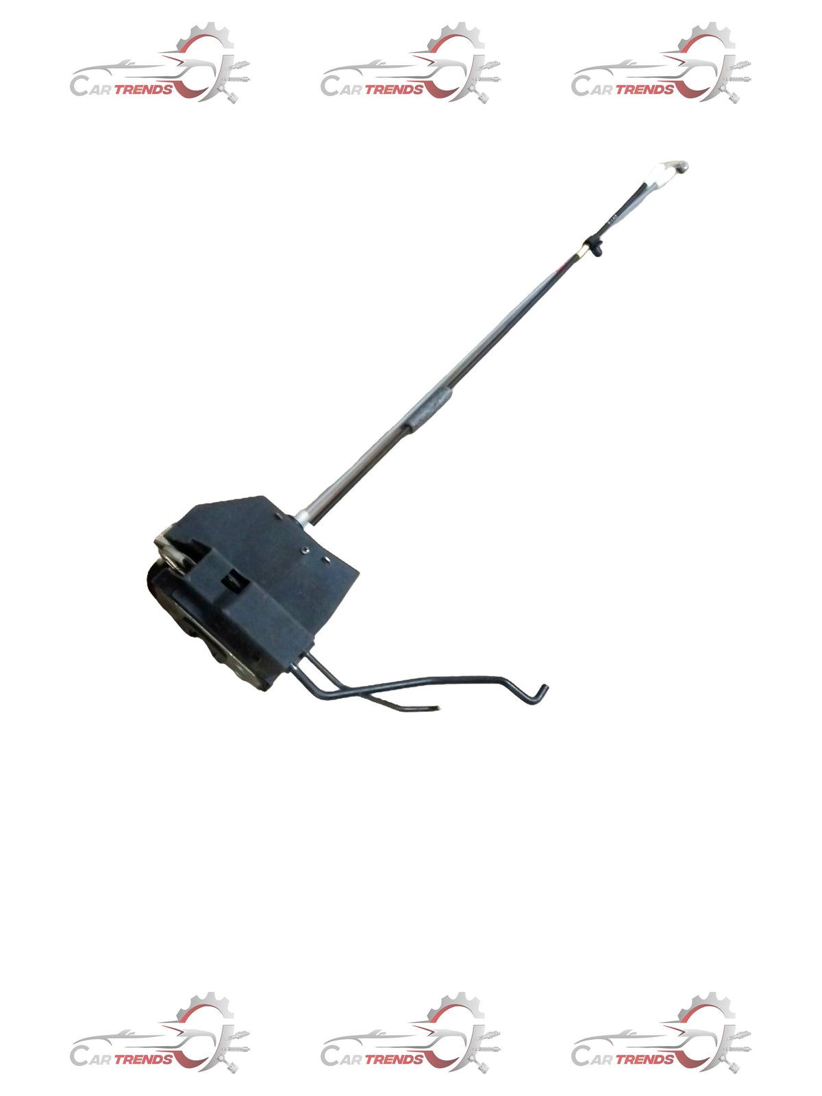 CarTrends front left door latch I10 spare part, showing the metal latch mechanism with mounting points and functional components.
