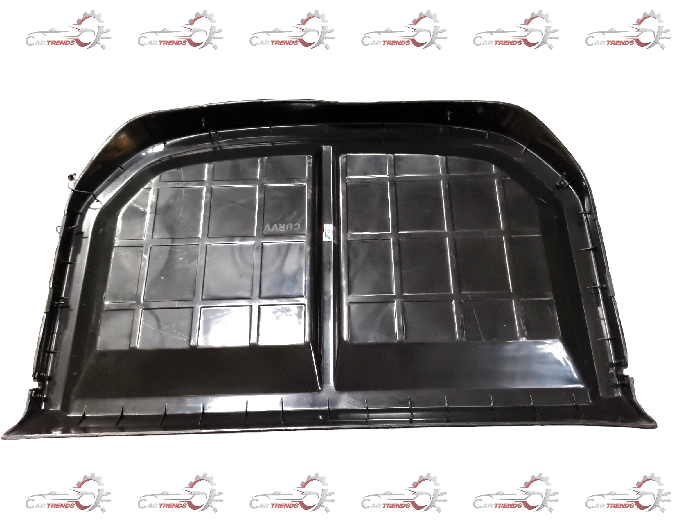 Black Gfx parcel tray for CURVV 2024, designed to fit the vehicle’s trunk with a sturdy, durable surface for cargo organization.