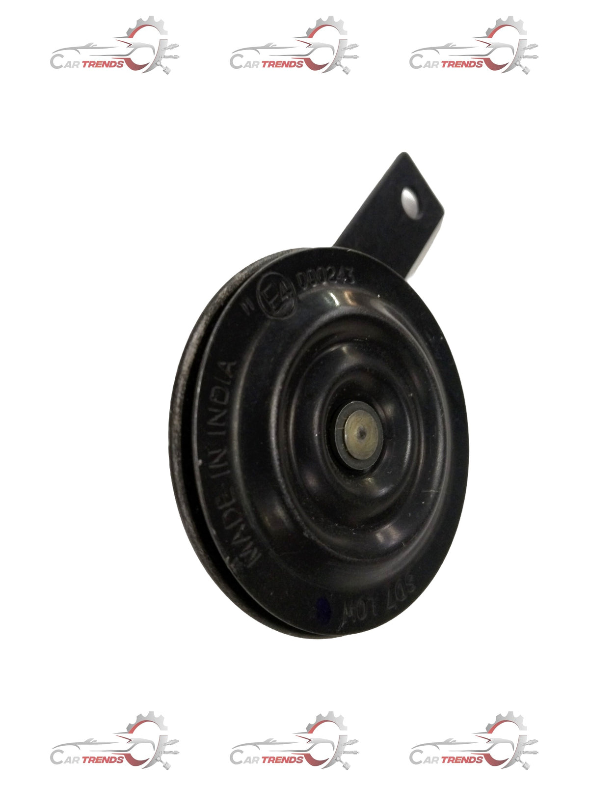 Front view of a Chevrolet low note horn assembly by General Motors, designed for Enjoy models, showing the horn's metal structure.