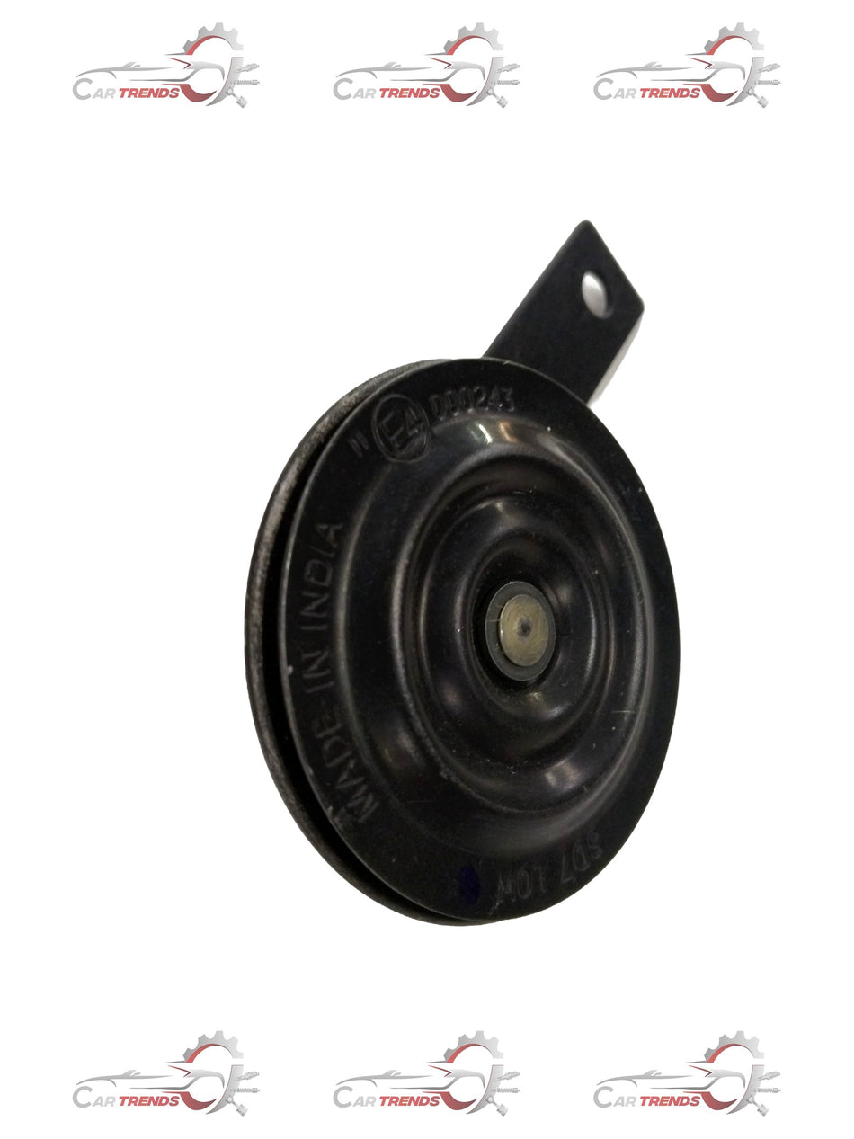 Front view of a Chevrolet low note horn assembly by General Motors, designed for Enjoy models, showing the horn's metal structure.