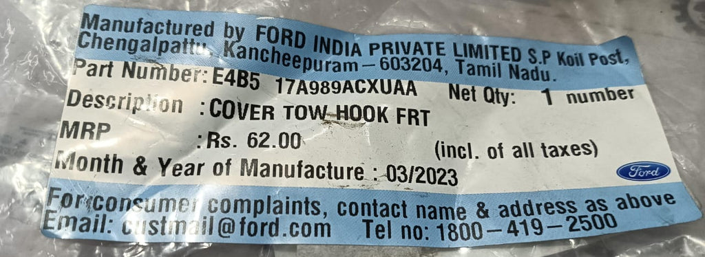 TOWING CAP FIGO ASPIRE FRONT BUMPER  E4B517A989ACXUAA
