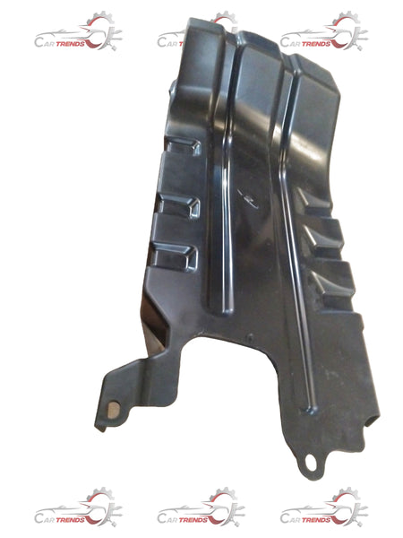 Maruti Suzuki front engine cover showing the protective black plastic shield with mounting points and engine openings.
