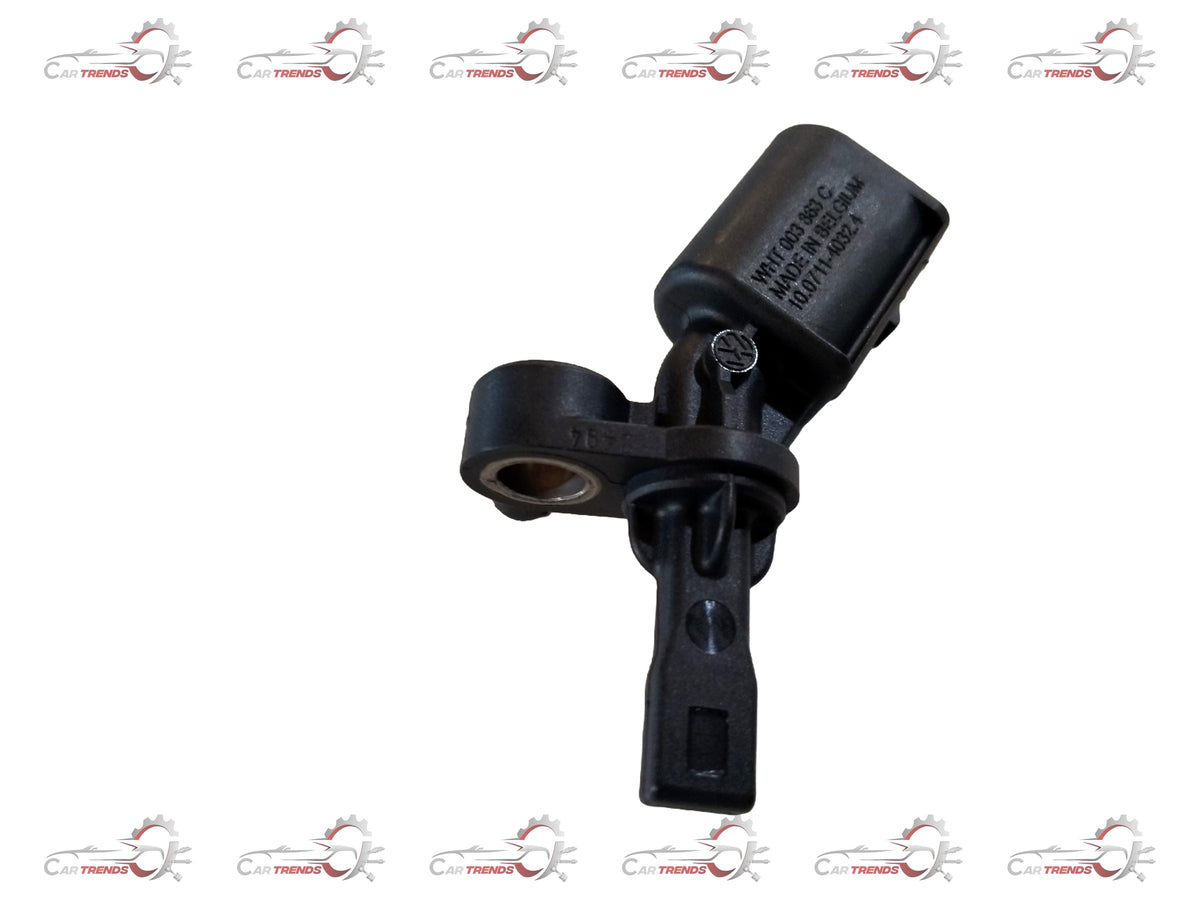 Volkswagen sensor for A4, A5, Q5 models, white color, close-up of the sensor component with wiring and mounting details.