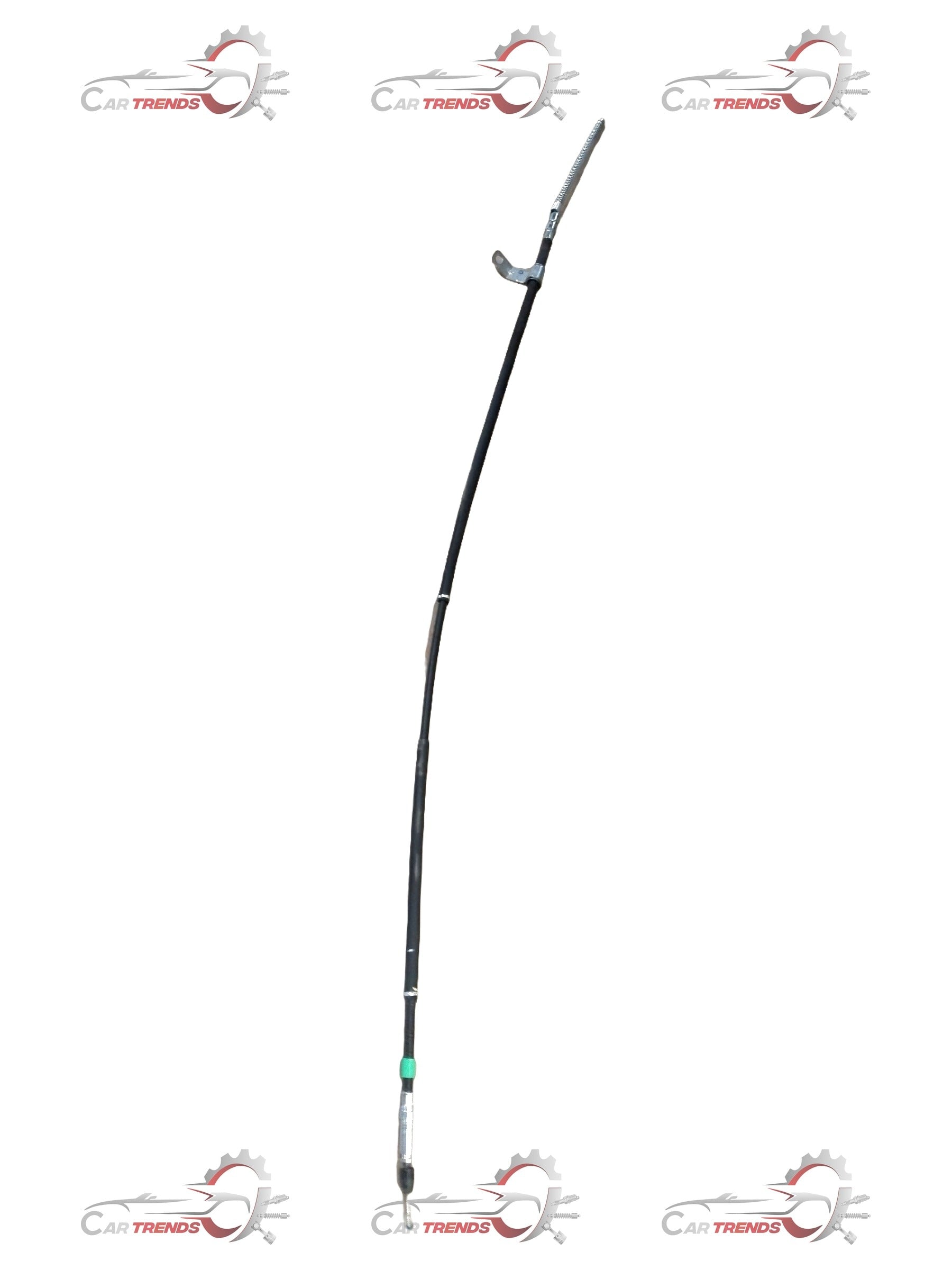 Mahindra Scorpio LH rear parking brake cable assembly, showing detailed view of the black cable with metal connectors.