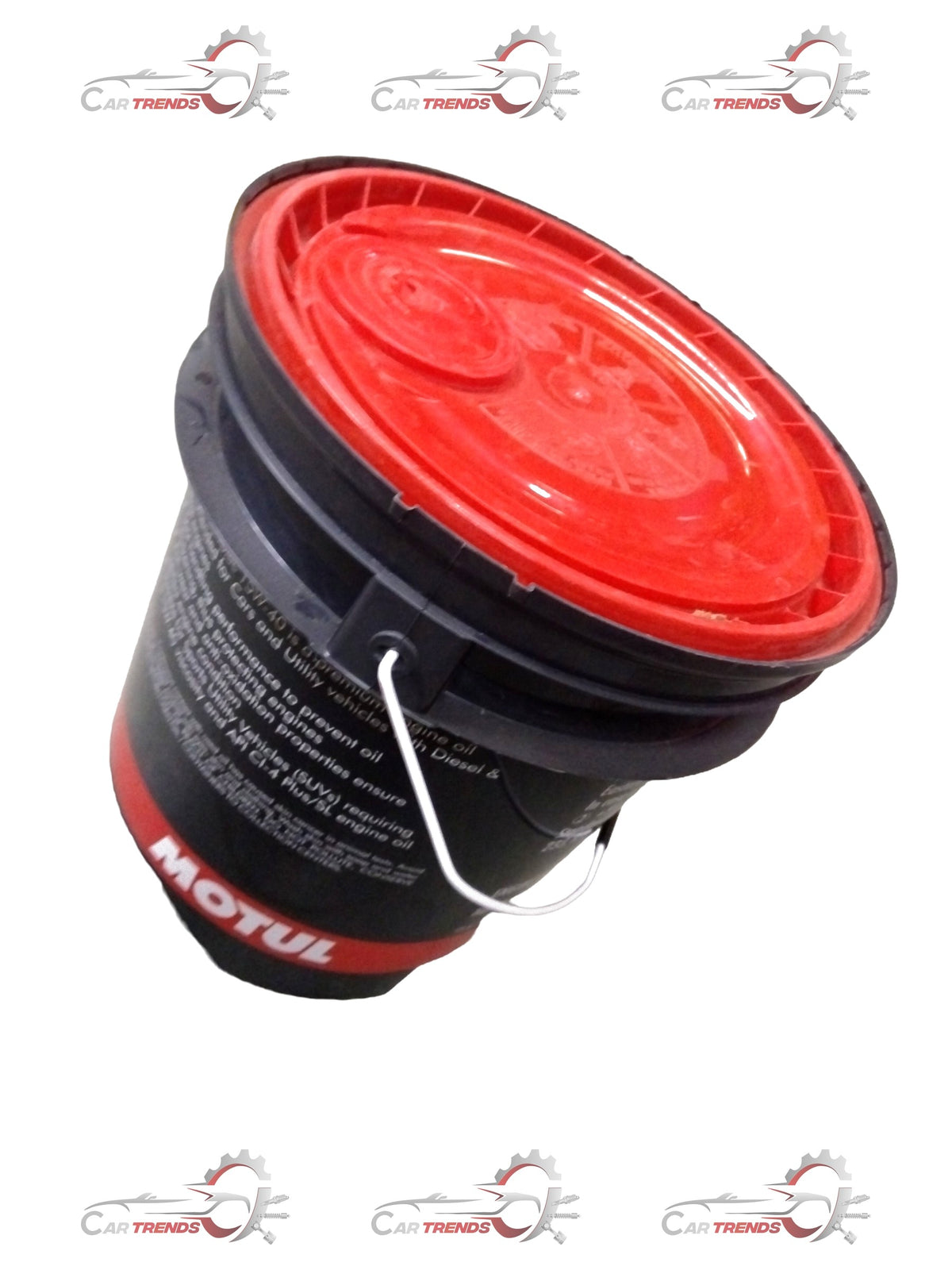 Motor oil bottle, MOTUL 15W40 7L Motion Plus, CarTrends brand, with product label and cap visible in the image.