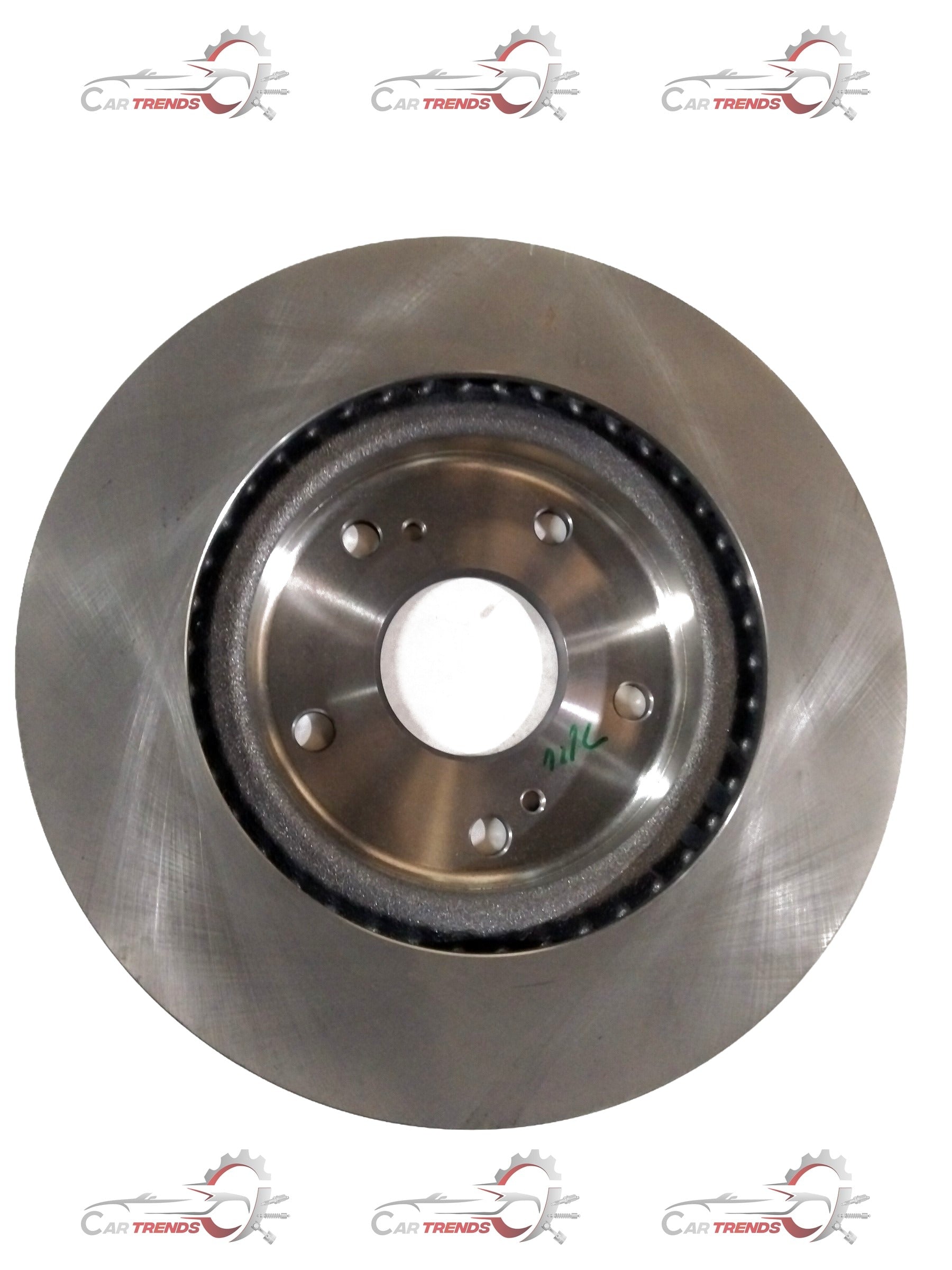 Front disc brake for Maruti Suzuki Swift, Dzire, Baleno, showing the metal rotor and brake caliper assembly.
