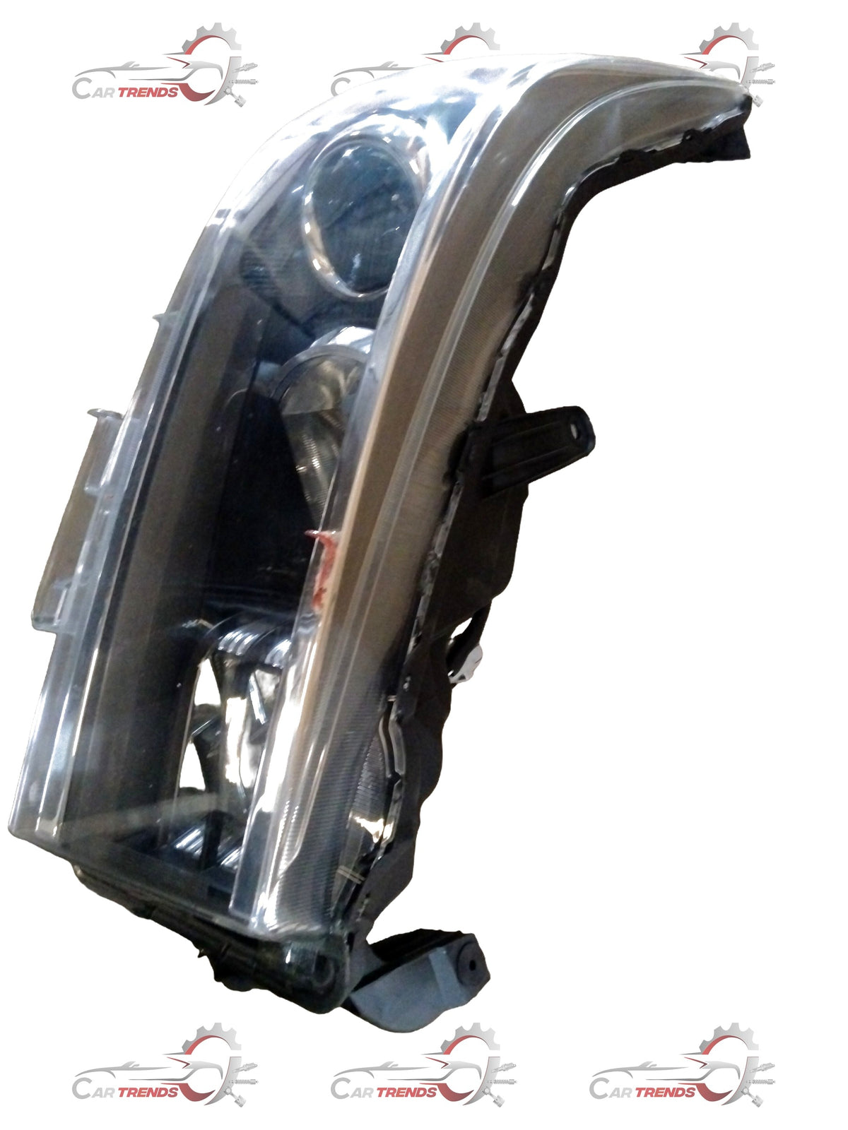 Toyota Hilux and Fortuner headlamp unit assembly, showing the front view with clear lens and mounting details.