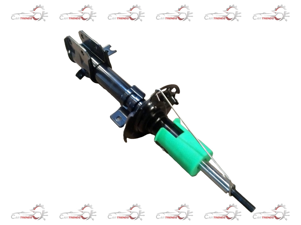 Maruti Suzuki front strut assembly for suspension system, showing the metal coil spring and shock absorber component.