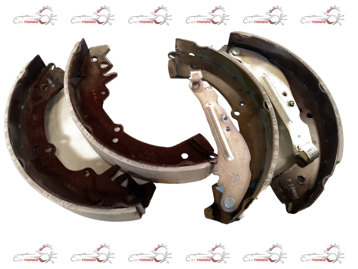 Mahindra shoe kit lined brake for Scorpio, Thar, XUV700, Bolero, including brake shoes with lining, shown in two images.
