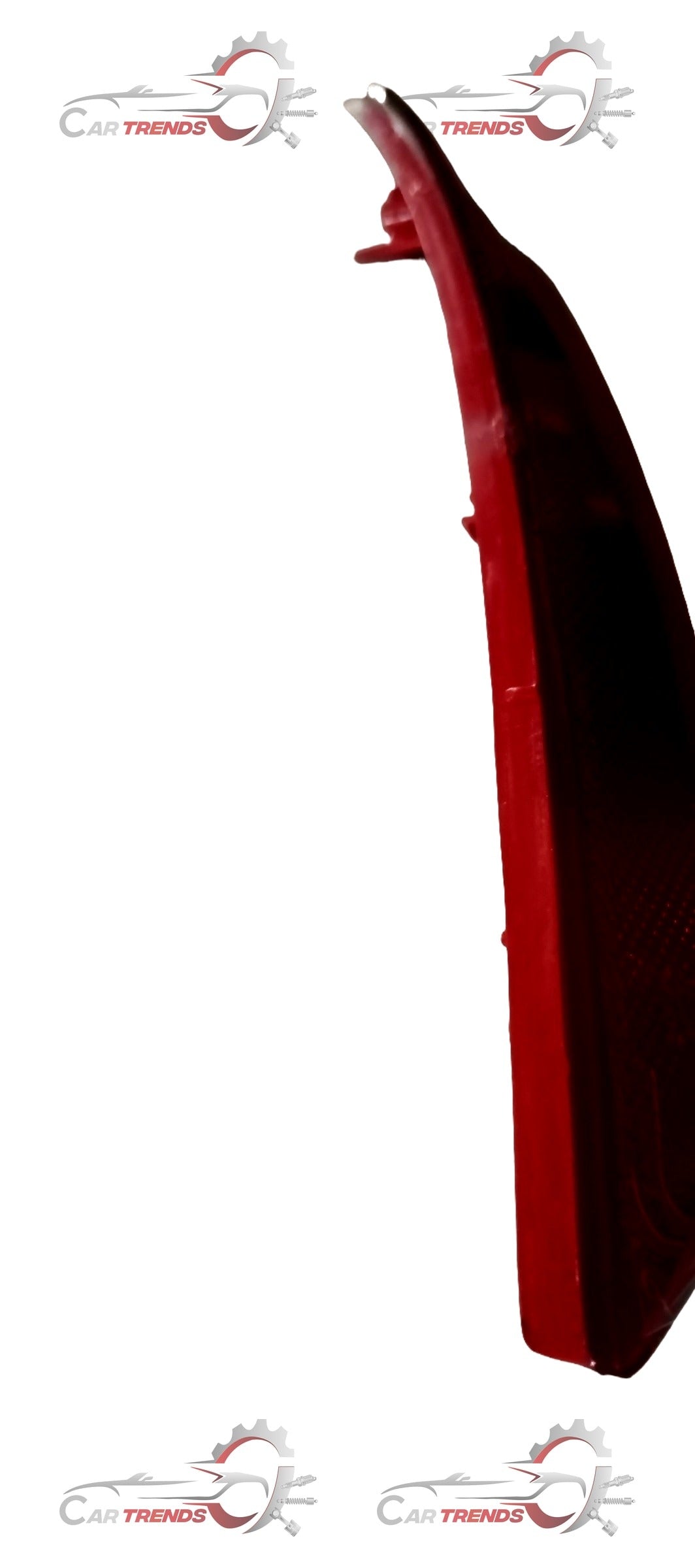 Hyundai Xcent rear left bumper reflector, CarTrends spare part, shown in black with mounting details