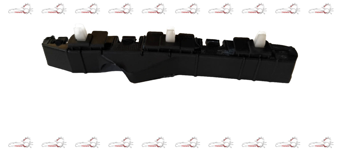 Front right bumper bracket for Hyundai Grand i10, CarTrends spare part, showing the metal mounting component with bolt holes.
