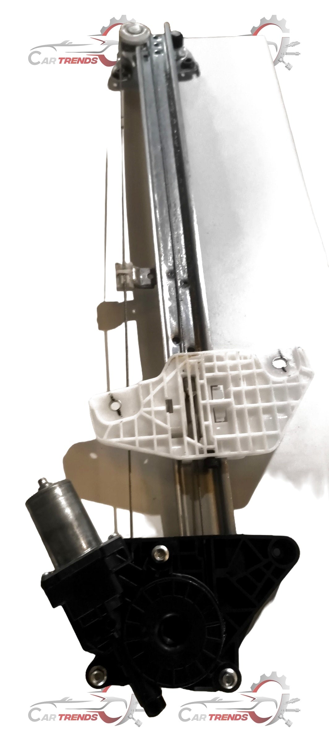 Maruti Suzuki front window regulator assembly showing metal components and wiring for vehicle window mechanism.