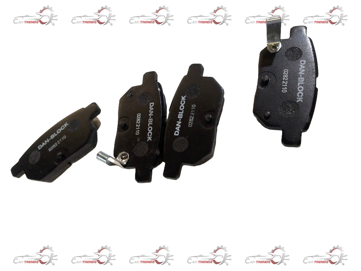 Rear aftermarket brake pad for Toyota Corolla Altis, showing the metal backing plate and friction surface in a close-up image.