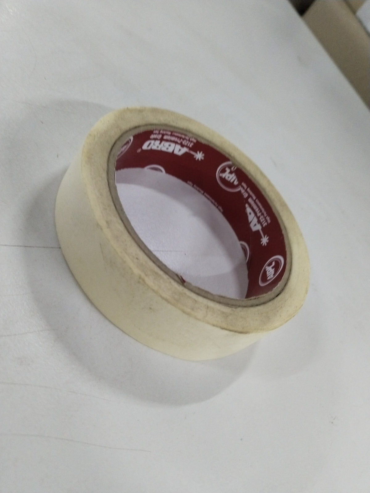 ABRO masking tape 3123 in 24mm x 25m, shown in two images, used as a versatile spare part for masking and painting projects.