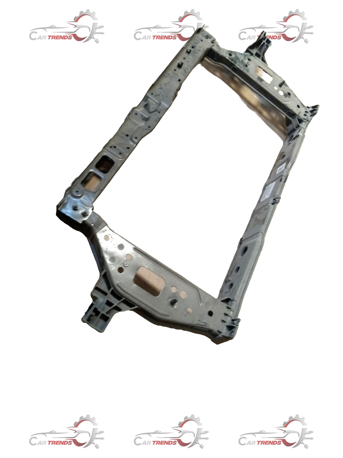 CarTrends front end carrier assembly module for Hyundai I10, I20, and Verna, showing the spare part with mounting components.