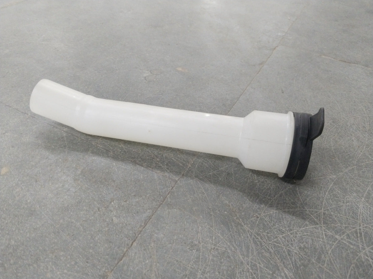 General Motors Chevrolet Cruze windshield washer solvent container filler with spout, shown in two views.