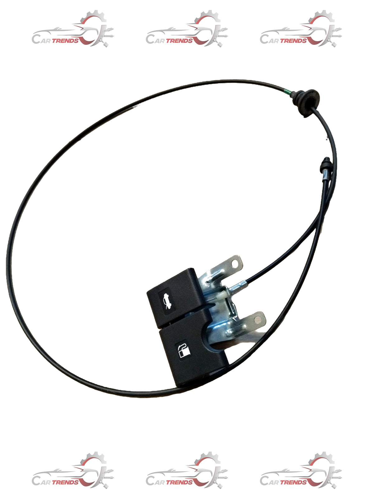 CarTrends Nissan Micra hood cable assembly showing the black cable with connectors and protective housing for engine compartment installation.