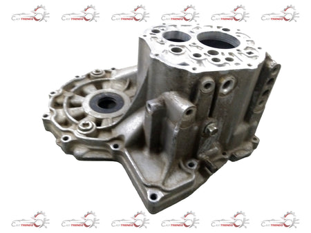 CarTrends automatic transmission case for Chevrolet Aveo, showing the black metal housing with mounting points and gear connection areas.