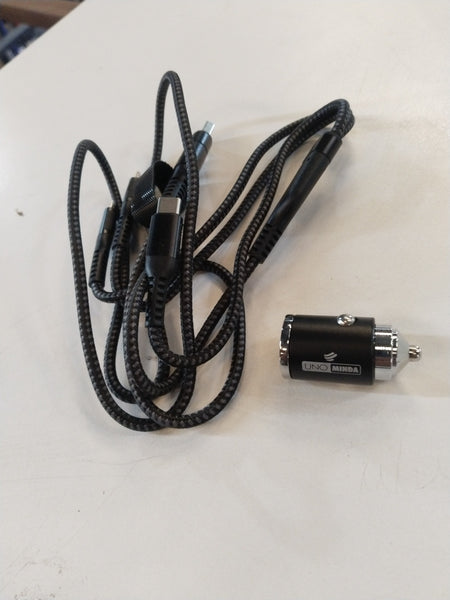 CarTrends 100W fast car charger with 5-in-1 cable, compatible with Punch, Altroz, Safari, and Harrier models, shown with cable attached.