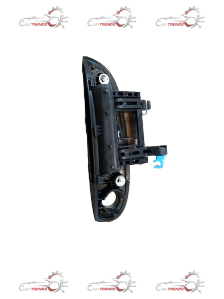 Hyundai I10 front right door handle in black, close-up view showing the sleek design and attachment points.