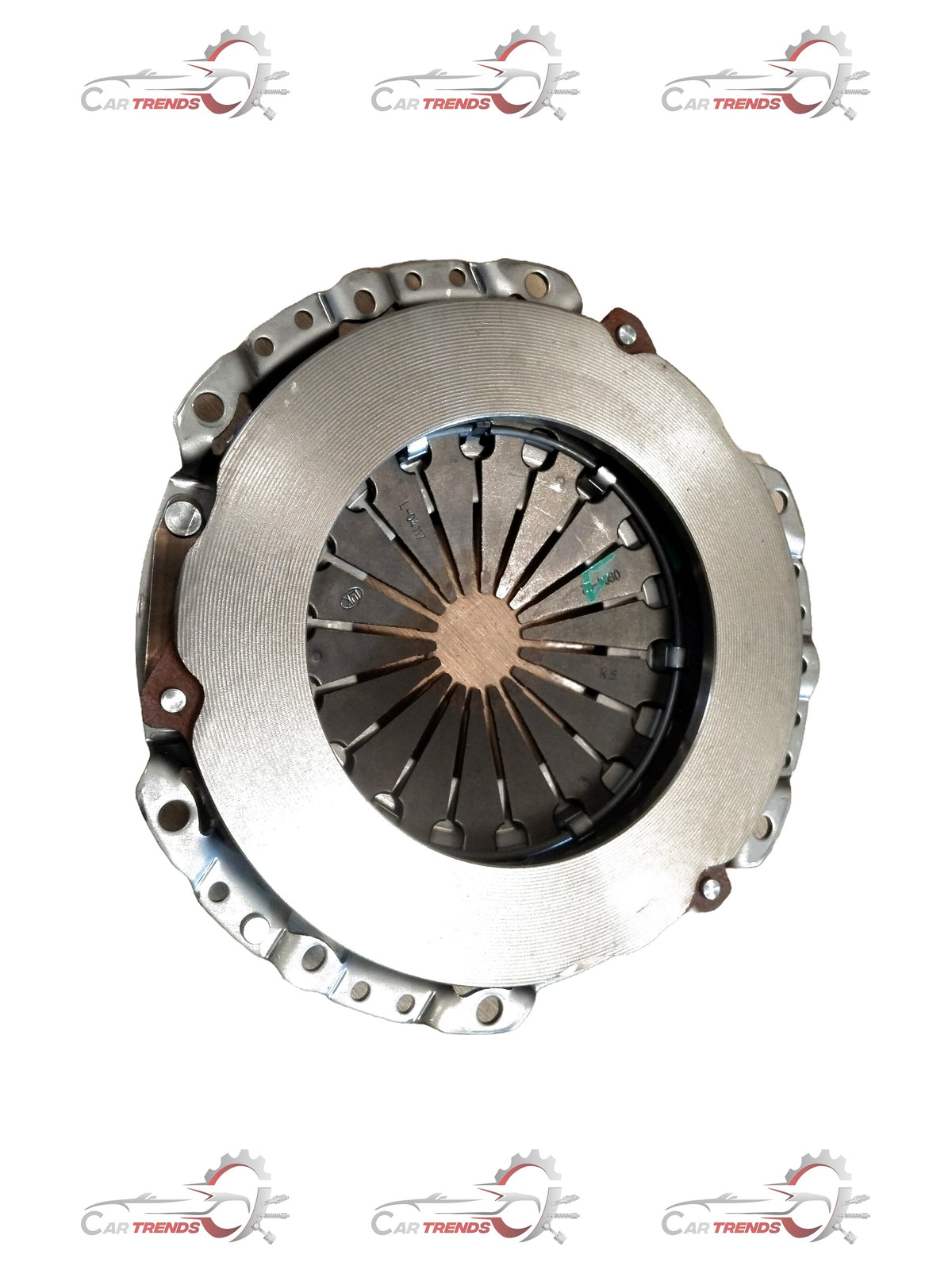 CarTrends Tata Punch clutch pressure plate showing the metal component with spring mechanisms and mounting surface.