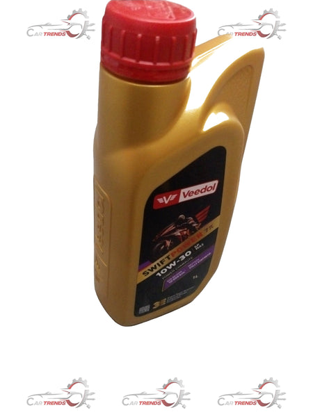CarTrends SWIFTPOWER 7PI 10W-30 engine oil 1L bottle, with label showing product details and brand name.