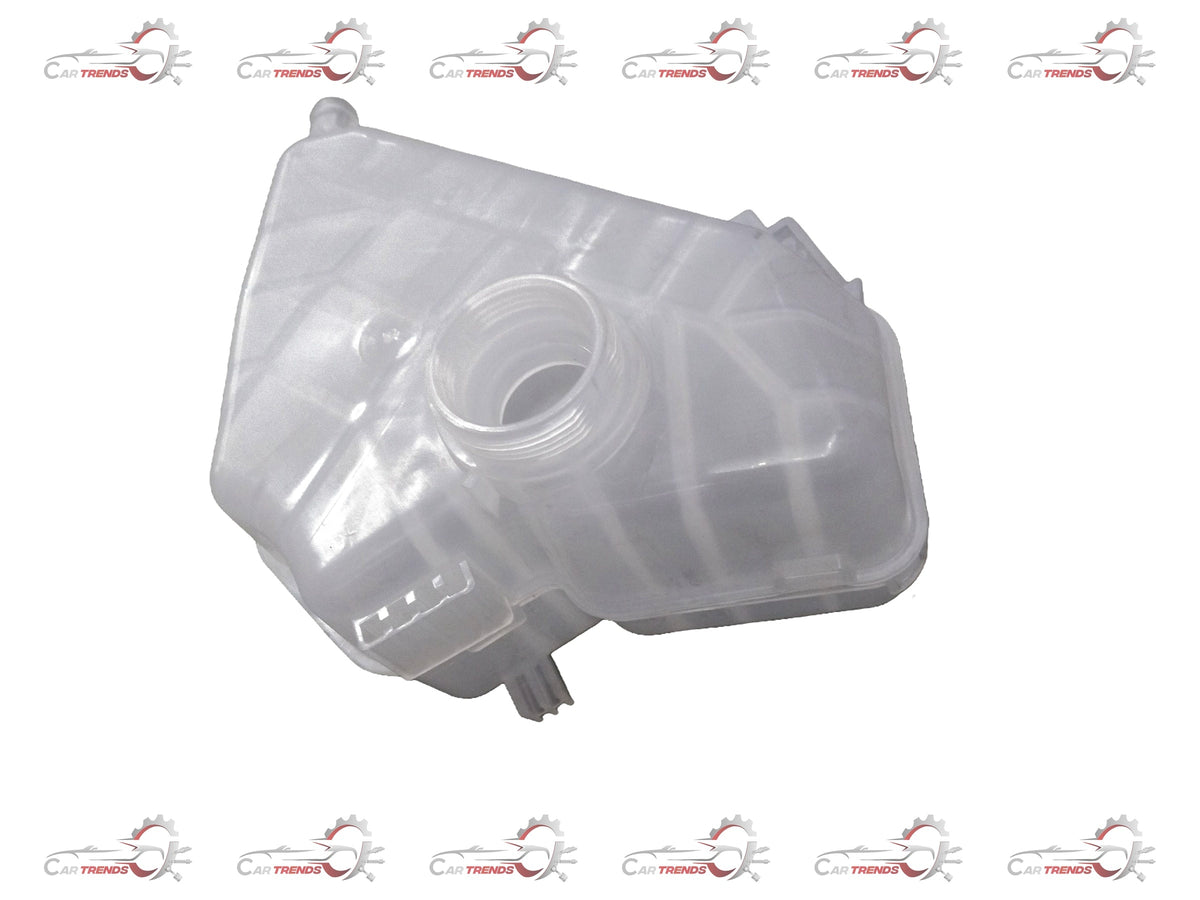 Ford EcoSport coolant bottle spare part by CarTrends, showing the plastic coolant reservoir with caps and mounting points.